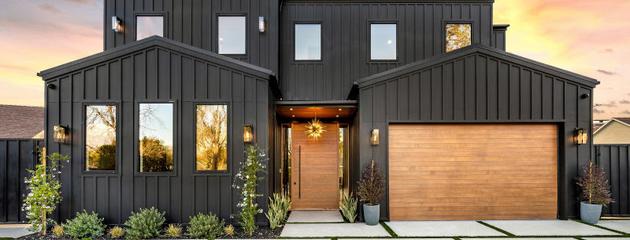 Contemporary Canadian home exterior with a modern front entry door, illustrating long-term durability and curb appeal.