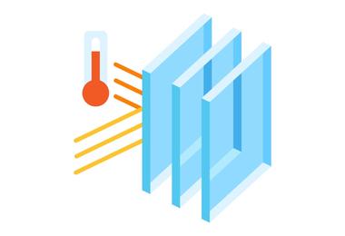 Illustration showing how double-pane windows retain indoor warmth and reduce heat loss in Canadian homes