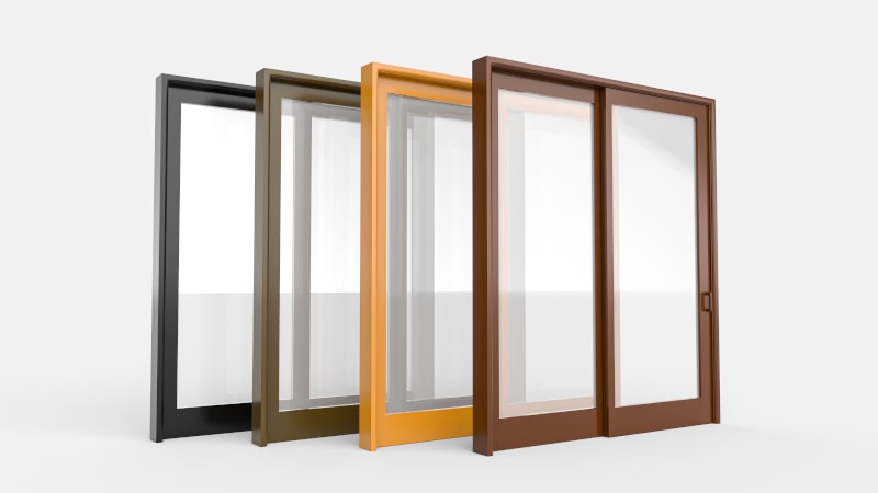 3D illustration comparing aluminum, vinyl, and wood window and door frames, representing durability and performance for Canadian climates