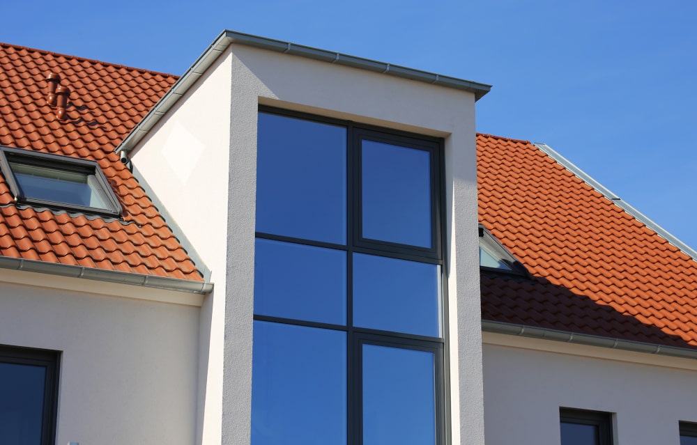 Large aluminum window facade on modern building