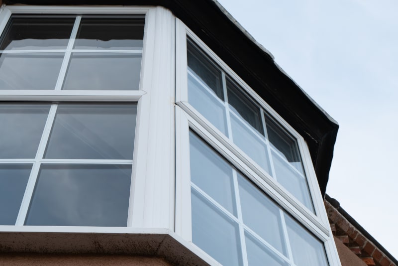 Close-up view of newly installed double-glazed vinyl window