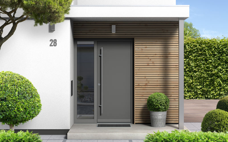 Residential front entrance showing the importance of correct door installation, alignment, and sealing for long-term performance in Canada.