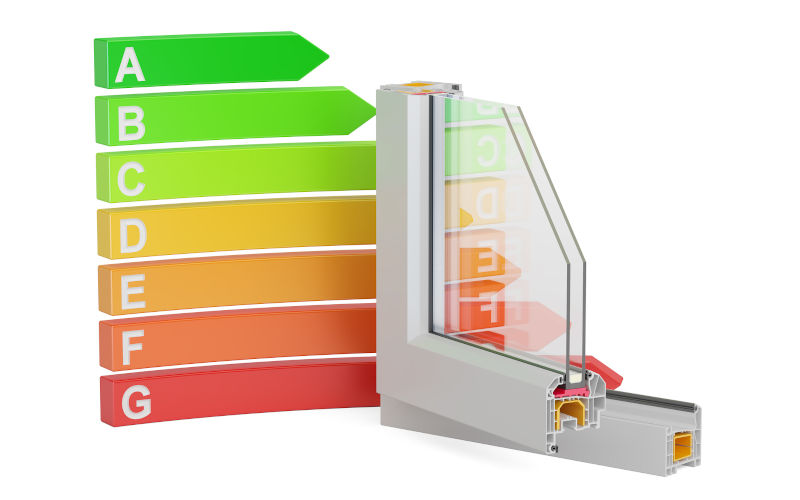 Illustration showing energy efficiency performance of PVC windows with insulated glazing system