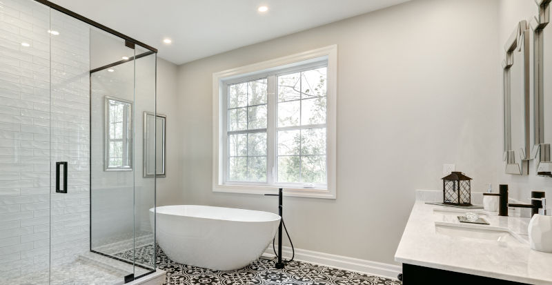 Bathroom window placement in Canadian home showing privacy and natural light considerations