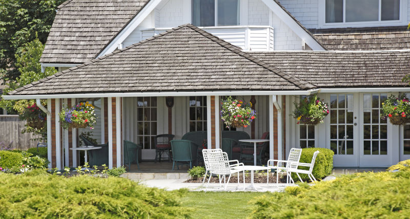 Exterior French patio doors installed in home showing durability and weather exposure
