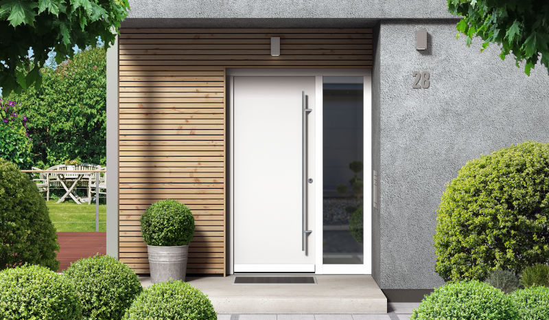 Single-entry exterior door showing standard door size in a Canadian residential home