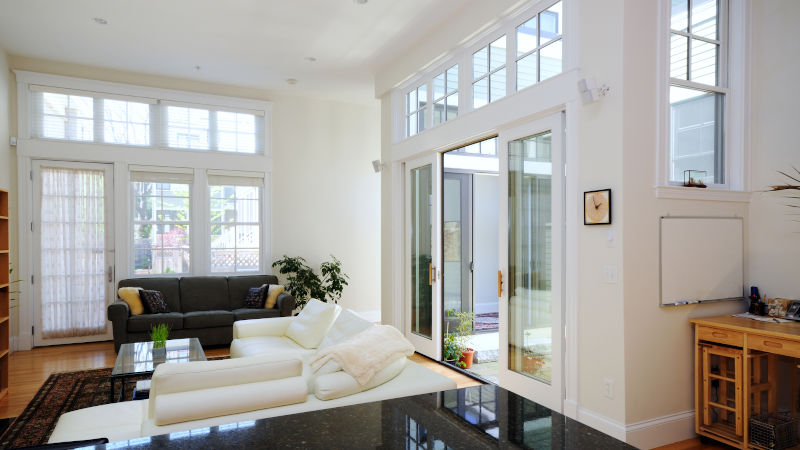 Sliding patio door with standard dimensions used in Canadian homes