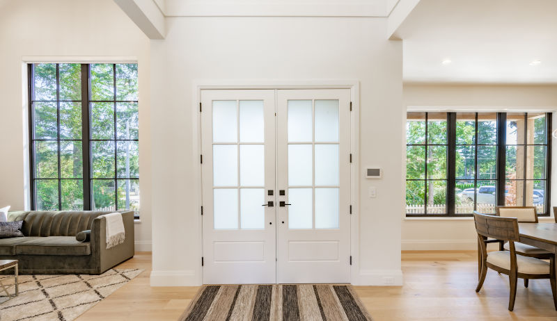 French patio doors with standard size configuration in Canadian home