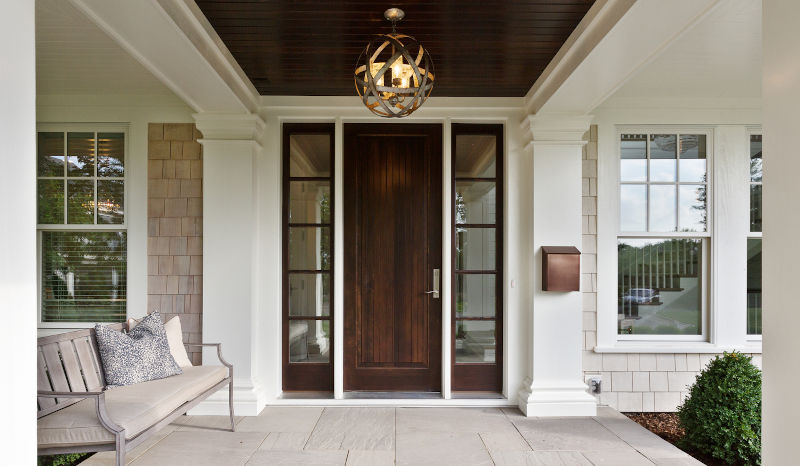Custom exterior door design showing non-standard door size in Canadian home