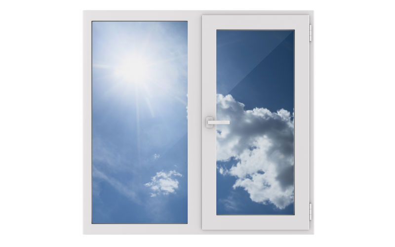 Modern window with solar control film designed to reduce heat, glare, and UV exposure